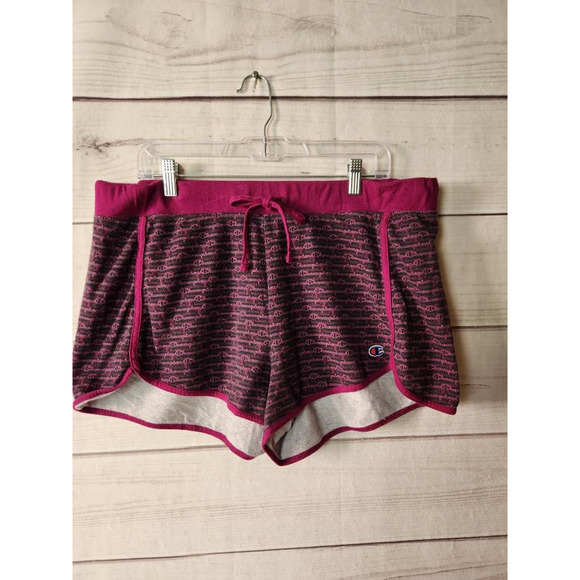 Champion‎ Womens Athletic Sweat Shorts Pink Brown Logo Activewear Plus 2X - Picture 1 of 7